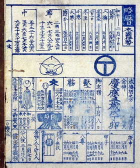 Japanese Calendar (woodcut, 1867) Japanese-Calendar-Color-Woodcut-1867.png