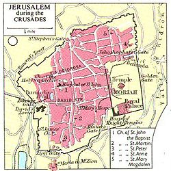 Plano de la ciudad de Jerusalén en la época de las Cruzadas