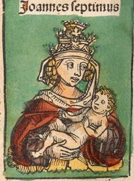 Depiction of "Pope John VII" in Hartmann Schedel's religious Nuremberg Chronicle, published in 1493