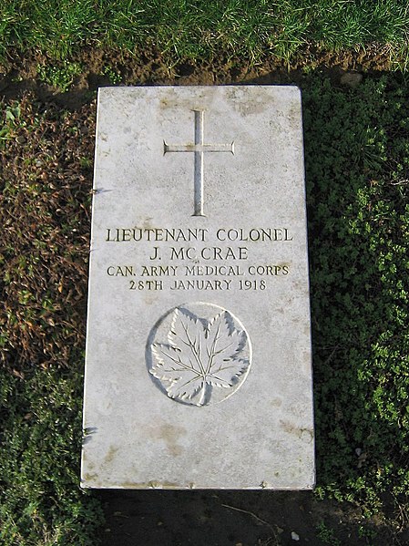 John McCrae's grave at Wimereux cemetery