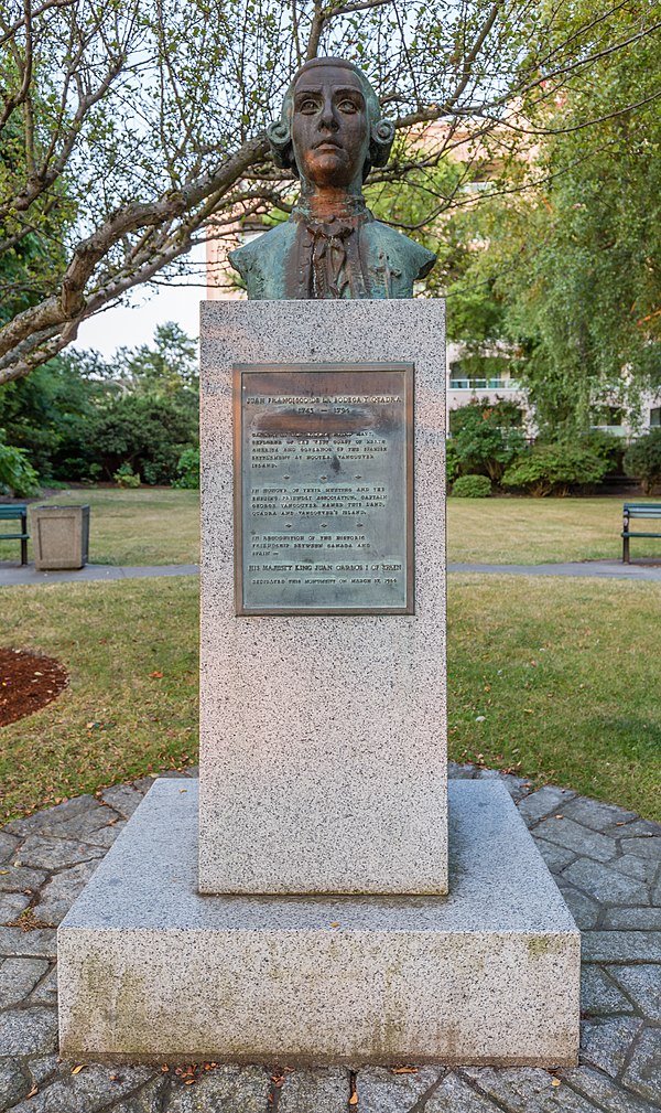 Bust of Juan Francisco de la Bodega y Quadra in Quadra Park, Victoria, British Columbia, Canada