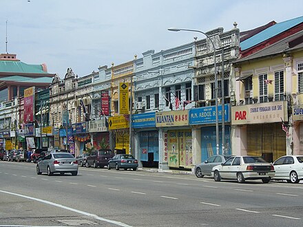 Old Chinese shophouses located along Jalan Mahkota in the city centre.