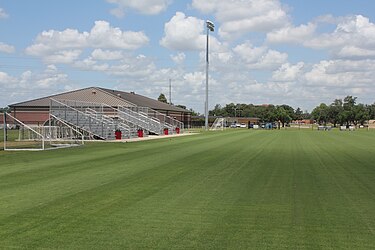 Tribünen des Lamar Soccer Complex