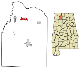 Lawrence County Alabama Incorporated and Unincorporated areas Courtland Highlighted 0118040.svg