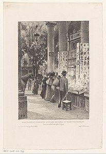 Marchand de chansons sous les arcades du Théâtre Français (1893)