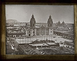 Cathedral, Lima (1870) Lima, Cathedral and Plaza, 1870 (14222759774).jpg