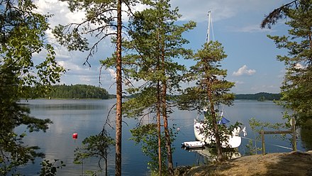 Yacht moored in Linnansaari National Park