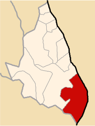 Location of the district of San Pedro de Larcay (marked in red) in the province of Sucre