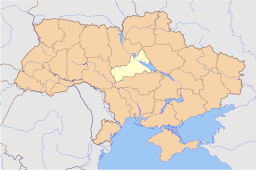 Kaniv Reservoir terletak di Ukraina Oblast Cherkasy (peta negara)