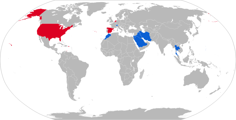 A map with M47 Dragon operators in blue with former operators in red