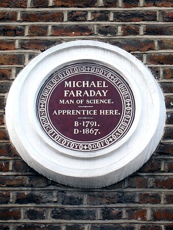 Plaque erected in 1876 by the Royal Society of Arts in Marylebone, London