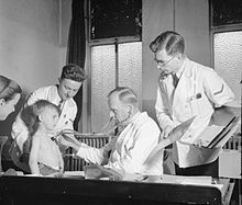 A chest examination at Hackney Hospital in 1943 Male Nurses- Life at Hackney Hospital, London, 1943 D15530.jpg