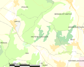 Mapa obce Hauteville-lès-Dijon