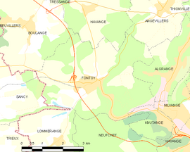 Mapa obce Fontoy