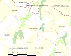 Mapa obce Villers-en-Ouche