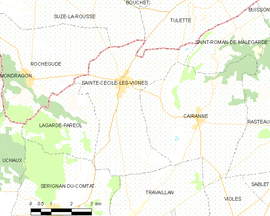 Mapa obce Sainte-Cécile-les-Vignes