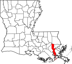 Karte von Jefferson Parish innerhalb von Louisiana