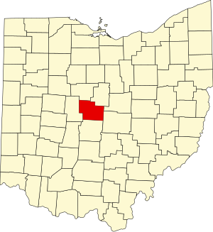 Карта штата Огайо с выделением округа Делавэр