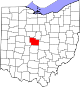 Localização do Map of Ohio highlighting Delaware County