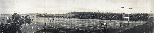 Canton Bulldogs vs. Massillon Tigers playing on grid field on November 24, 1906, during the betting scandal.