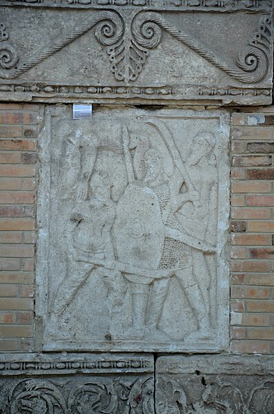File:Metope from the Tropaeum Traiani, Roman soldiers fighting bearded Dacians, Moesia Inferior, Romania (27953479688).jpg