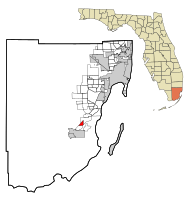 Lage in Miami-Dade County und im Bundesstaat Florida