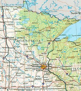 Minnesotan yleinen maantieteellinen kartta