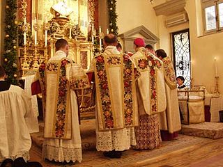 Pontifical High Mass High Mass celebrated by a Catholic bishop