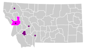 Map of Montana counties and cities that had sexual orientation and/or gender identity anti-employment discrimination ordinances prior to Bostock
.mw-parser-output .legend{page-break-inside:avoid;break-inside:avoid-column}.mw-parser-output .legend-color{display:inline-block;min-width:1.25em;height:1.25em;line-height:1.25;margin:1px 0;text-align:center;border:1px solid black;background-color:transparent;color:black}.mw-parser-output .legend-text{}
Sexual orientation and gender identity with anti-employment discrimination ordinance
Sexual orientation and gender identity in public employment
No anti-discrimination ordinance1
1Since 2020 as a result of Bostock, discrimination on account of sexual orientation or gender identity in public and private employment is outlawed throughout the state. Discrimination against state employees by reason of their sexual orientation has been illegal since 2000, and gender identity since 2016. Montana counties and cities with sexual orientation and gender identity protection.svg