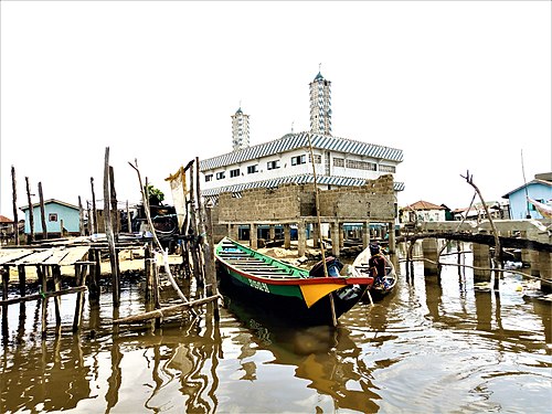 Mosque in the lakes city of Ganvié in Benin