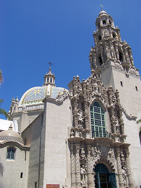 The California Quadrangle, at Balboa Park, San Diego, California. Churrigueresque Revival, inspired in the colonial Churrigueresque of the Americas.