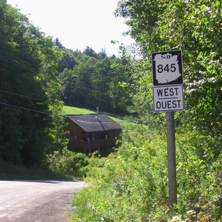 New Brunswick Route 845 highway in New Brunswick