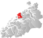 Mapa do condado de Møre og Romsdal com Fræna em destaque.