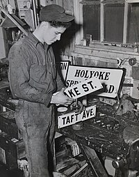 NYA worker assembling street signs NYA worker assembling street signs.jpg