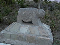 Stone sculpture of sheep in Nakhchivan.