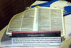 Photograph of Kaczynski's Bible