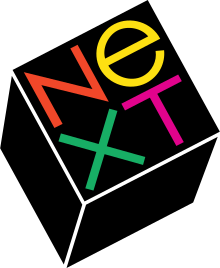 Il logo di NeXT, un cubo nero di 28° con lettere di NeXT incise sul davanti, è stato disegnato da Paul Rand