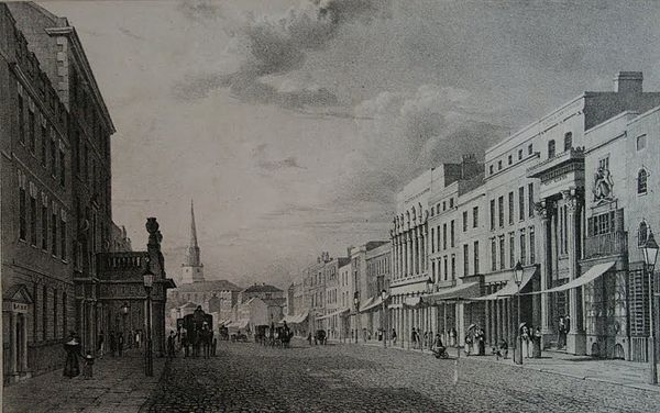 New Street circa 1825, by Henry Harris. Also looking west.