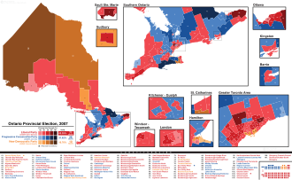 Ontario Wahlen 2007 Reitergebnisse Map.svg