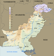 Mapa del relieve de Pakistán