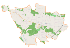 Mapa konturowa gminy Paradyż, po prawej znajduje się punkt z opisem „Stawowice-Kolonia”