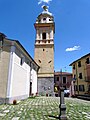 Il campanile della pieve di Santa Maria Assunta, Pignone, Liguria, Italia