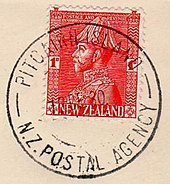 A stamp from New Zealand with a Pitcairn Island cancellation Pitcairn - NZ Postal Agency.jpg