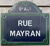 Plaque Rue Mayran - Paris IX (FR75) - 2021-06-27 - 1.jpg