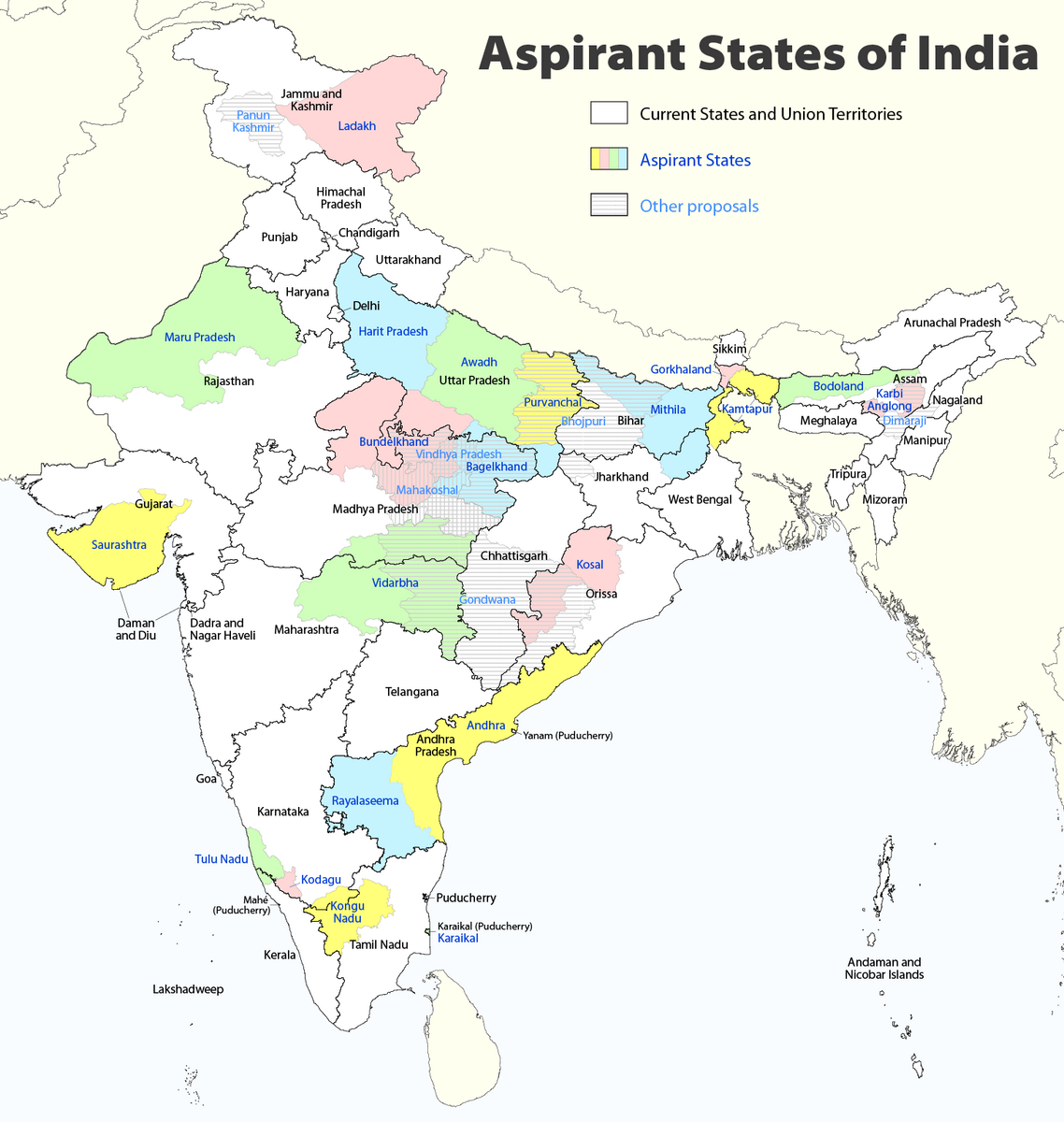Proposed states and territories of India