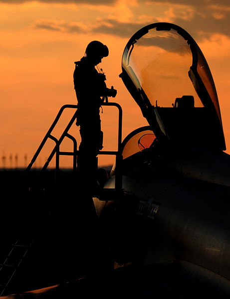 File:RAF Typhoon Pilot Climbs into the Cockpit Before a Mission Over Libya MOD 45152845.jpg