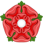 Die rooi roos, embleem van die Huis van Lancaster.