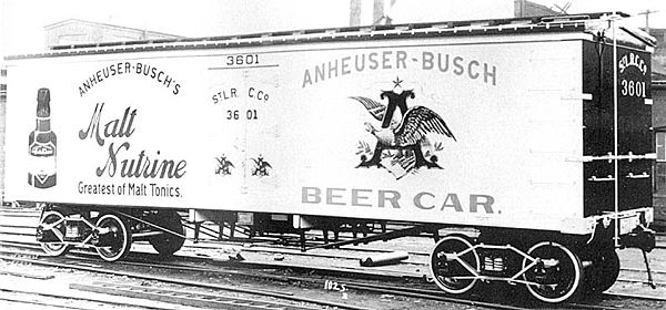 Anheuser-Busch was one of the first companies to transport beer nationwide using railroad refrigerator cars.
