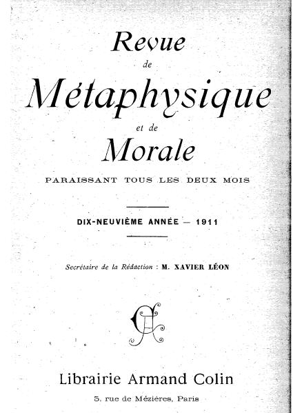 File:Revue de métaphysique et de morale, numéro 1, 1911.djvu