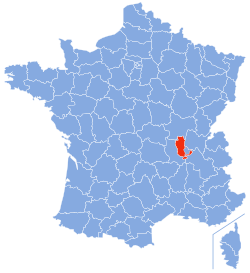 Rhônes placering i Frankrig